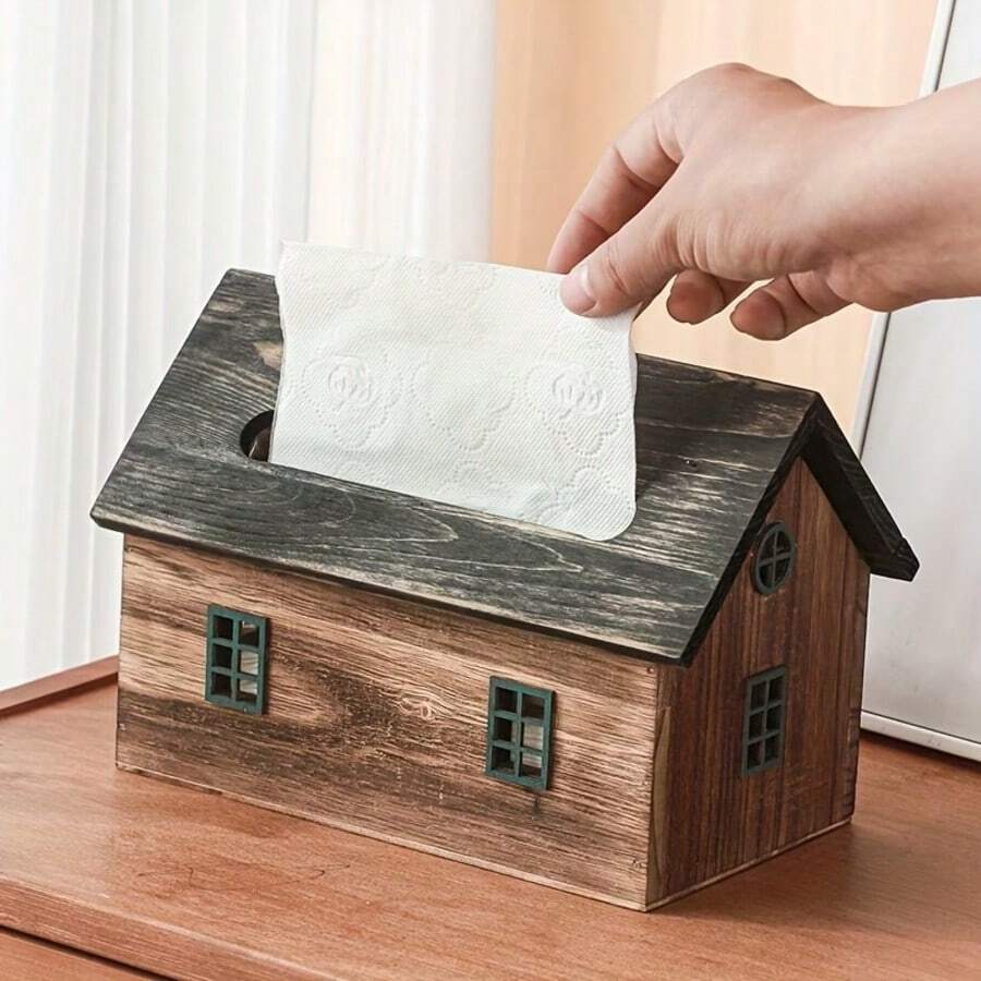 Hộp đựng khăn giấy gỗ nhỏ kiểu vintage trang trí nhà cửa và khách sạn - Nhiều màu - Xem 1