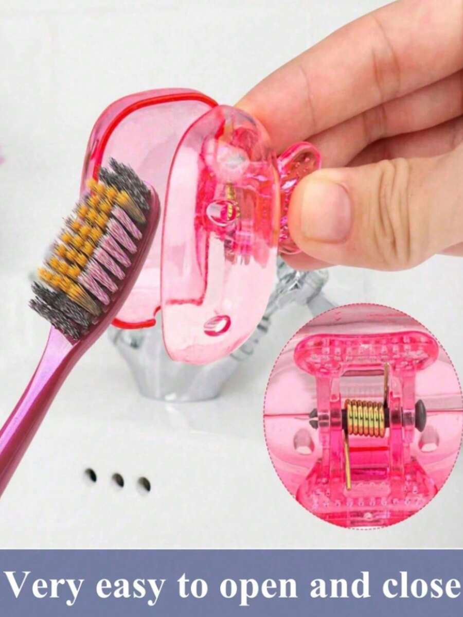 1/3pcs Travel Electric Toothbrush Head Protective Cover, Brush Head Storage Box, Portable Plastic Clip-On, Universal For Home And Travel Use (Random Color) - A - View 1