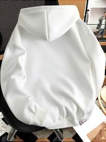 Minimalist Style Letter-Printed Hooded Sweatshirt, Versatile Top For Everyday Casual Wear And Commuting - 白色 - 查看 2
