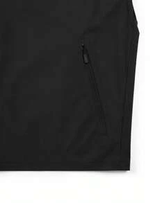 Men's Black Sports Outdoor Jacket, Stand Collar Zipper Windproof Casual Outerwear - Black - View 5