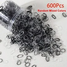 600Pcs Girls Canned Black Transparent 0.6 Inch Mini Transparent Disposable Hair Ties Suitable For Daily Life - Multicolor - View 5