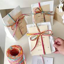 6 Yards/Pack Colorful Raffia Paper Rope Ribbon, Perfect For Gift Wrapping, Christmas Decor, Floral Arrangement And Wedding Bouquet, Party Decoration Paper Rope, Holiday Wedding, Handicrafts - Multiple Styles - View 4