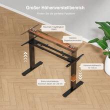 Devoko Electric Height-Adjustable Desk Frame, Dual-Motor Desk Frame, 72-120 Cm Height, 100 Kg Load Capacity, 25 Mm/S Lifting Speed, Compatible With Table Tops 110-200 Cm - 查看 6