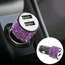 Sparkling Rhinestone Car Charger, Diamond 3-In-1 Retractable Charging Cable, USB Fast Charging Cable, Cute Women's Style, Suitable For IPhone, Dash Cam, GPS, Holiday/Birthday Gift - Multicolor - View 35