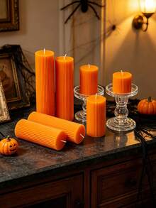 1pc European Style Orange Scented Candle, Gear Shaped, Soy Wax, 1.97 Inch Diameter, Ambient Lighting, Home Decor, Tabletop Ornament, Wedding Decoration, Holiday Party, Women's Gift, Halloween Decoration - A - View 9