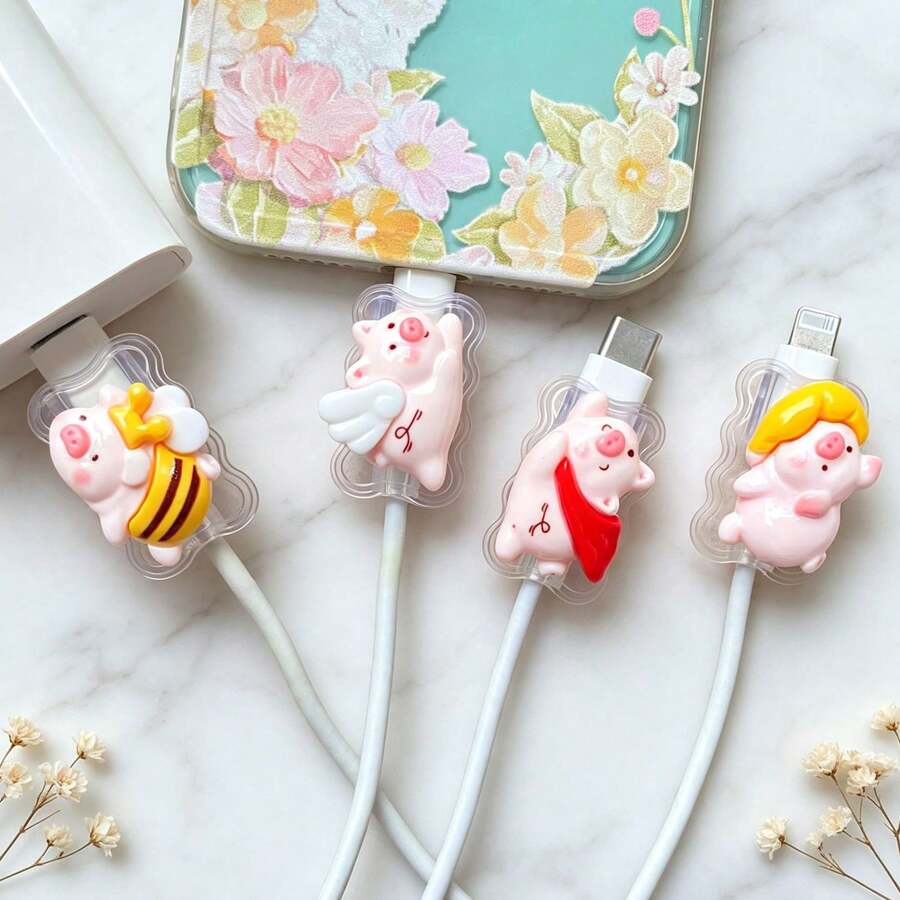 手機充電線保護套,耐用塑膠充電線保護套,相容 Type-C,防刮防斷裂,適用於智慧型手機和平板電腦,充電器保護 - 彩色 - 查看 1
