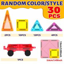 Mini Magnetic Building Blocks Kids Construction Toy, 30/60/100pcs With Car Base Magnetic Toy, Colorful Magnetic Blocks Kids Educational Magnet Toy Set, Creative Toy Gift, Suitable For Boys And Girls 3 Years And Above, Random Color - Multicolor - View 13