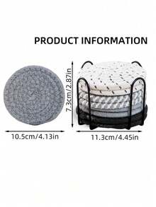 8pcs Beverage Coaster Set With Holder, Minimalist Woven Desktop Coasters, Heat-Resistant Kitchen Dining Table Coasters, Thickened Insulated Pads, 4-Color Absorbent Coaster Set, Home Decor Desktop Protection, Suitable For Various Cups, 4.3 Inch - Black and Gray - View 11