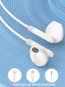 Wired In-Ear Earphones, Compatible With IPhone Interface, Type-C USB-C Plug And 3.5mm Jack, Comfortable Fit, With Microphone, Suitable For Laptop And Mobile Devices - View 9