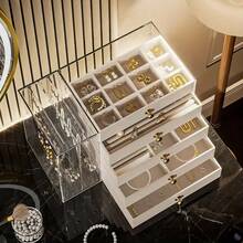 1pc Multi-Functional Transparent Desktop Large Capacity Drawer Jewelry Box, Bracelet And Bangle Storage Box, Multi-Layer Divided Watch Storage Box, Ring Box, Earring Storage Box, Necklace Rack, Stud Earring Storage Box, Jewelry Storage Box, Stackable Drawer Jewelry Storage Box, Multi-Purpose Drawer Jewelry Box, Jewelry Storage And Organizer Box - Multicolor - View 6