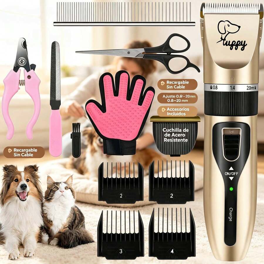Promoción especial -12pcs Cortadora de pelo profesional para perros y gatos,Cortadora eléctrica para mascotas para peinar pelo grueso, afeitadora eléctrica inalámbrica de bajo ruido para perros, empujador de pelo de perro y gato, cortadora de pelo de mascota.