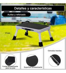 Banco De Altura Banqueta De Plegable 1peldaño Escalerilla - Negro - Ver 5