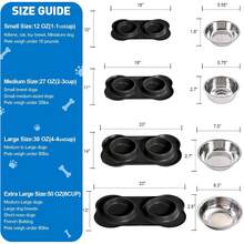Double Stainless Steel Dog Bowls With Non-Slip Silicone Mat,Pets Food Bowl Set, Non-Slip & Dishwasher , Small Dog Bowls For Puppies & Cats, Suitable For Tiny Pets Under 8lbs,Extra Small,Black/Grey UYAU - Black - View 8