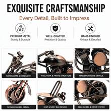 1pc Exquisite Motorcycle Statue, Metal Material, Eternal Classic Retro Fashion Piece, Nostalgic Collectible, Room Decor Ornament, Thoughtful Gift For Family, Partial Parts & Color Styles Randomly Assorted, Birthday/Graduation Gift - Bronze - View 4