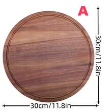 11.8 Inch Round Wooden Cutting Board, Natural Dark Brown Solid Chopping Block For Kitchen Meal Prep, Multi-Purpose Serving Platter For Cheese Appetizers & Snacks, Housewarming Gift For Cooking Lovers - Multicolor - View 8