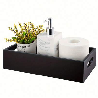 [Keranjang Penyimpanan Kamar Mandi Putih] Keranjang Kertas Toilet Kayu Putih dengan Pegangan - Organizer Penyimpanan Belakang Toilet untuk Kamar Mandi - Kotak Dekorasi Kamar Mandi