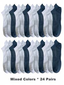 1/3/6 Pairs Men's Pure Cotton Premium Plus Size EU47-50 Low-Cut Short Socks, Elastic Support Invisible Sports Socks, Suitable For Sports Or Daily Wear - Multicolor - View 29