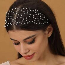1pc Gold Crystal Rhinestone Headband, Crown Tiara Jewelry Hair Accessory, Gift For Party, Wedding, Bride - Gold - View 4