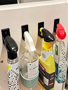 3pcs Wall Mounted Spray Bottle Organizer, Multi-Functional Storage Rack For Kitchen And Bathroom Cleaning Bottles, Space-Saving And Tidy. Cleaning Spray Bottle Kitchen Cabinet Storage Rack, Home Bathroom Laundry Room Space-Saving Storage Solution, 1pc - Multicolor - View 3