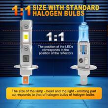 TOAUTO 2PCS H1 H3 LED Headlight Bulbs CANBUS Led Lights 1:1 Mini Lamp 3570 CSP Car LED Plug & Play 6000K 12V - A - View 7