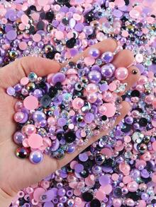 3-10mm Mixed Pearl Resin Rhinestones, Flat Back Pearl Rhinestones, Suitable For Phone Cases, DIY Jewelry, Handmade Accessories, Clothing Decoration And Other Crafts; Can Decorate Makeup Mirrors, Water Cups, Phone Cases, Craft Ornaments, Shoes And Other Items - White - View 5