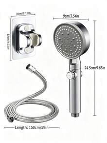 High Pressure 5-Mode Handheld Shower Head With Stainless Steel Hose And Adjustable Bracket, Home Bathroom Decor, Autumn Bathroom Accessories - Multiple Styles - View 2