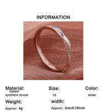 1PC Women's Fashion Minimalist Versatile Round Circle Ring Inlaid With Synthetic Cubic Zirconia, Suitable For Wedding Engagement, Valentine's Day Gift, Anniversary, Birthday Gift - Silver - View 13