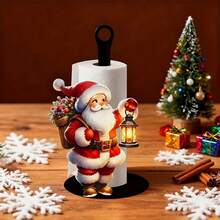 1pc Kitchen Paper Towel Holder, Desktop Countertop Roll Holder For Display And Storage, Fabric Storage Rack, Santa Claus Fun Design, Suitable For Kitchen, Bathroom, Living Room, Dining Room, Christmas Warm Decorative Ornament, No Installation Required - Multicolor - View 8