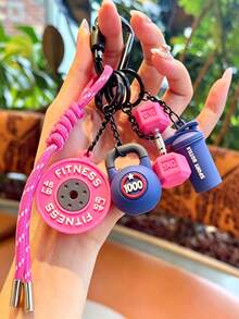 [Original Handmade] Mini Water Bottle Keychain, Woven Rope Keychain/Wrist Accessory, 3D Earphone Accessory, Car Key Anti-Loss Chain, Exquisite Girls Earphone Decoration - Multicolor - View 6