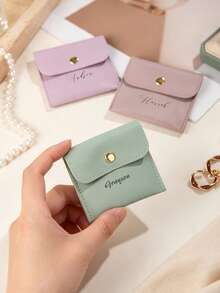 Custom Jewelry Storage Pouch, Personalized Name Soft Leather Jewelry Pouch, Portable Ring And Earring Pouch, Personalized Leather Pouch, Bridesmaid Gift, Wedding Favor, Jewelry Pouch, Gift For Her, Ring Storage Box - Multicolor - View 6