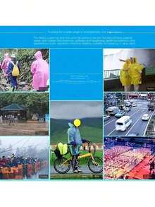6-1pc Unisex Portable Card-Style Raincoat, Adult Outdoor Emergency Waterproof Raincoat, Suitable For Outdoor Camping, Hiking, Sports, Pocket Raincoat, Vacuum Compressed Card Packaging Thickened Version (Packaging Printing And Color Random) - Multicolor - View 3