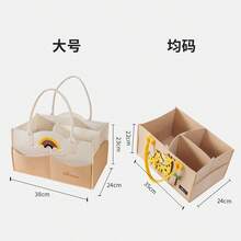 Sunveno 原創卡通嬰兒尿布收納籃，便攜式收納袋，適用於尿布更換台與汽車，育兒必備收納整理袋 - 黃色長頸鹿 - 查看 13