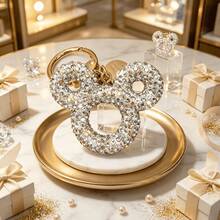 Disney 1pc Sparkly Rhinestone Mouse Head Keychain, Bling Crystal Bag Charm Key Ring Gift - P - View 15