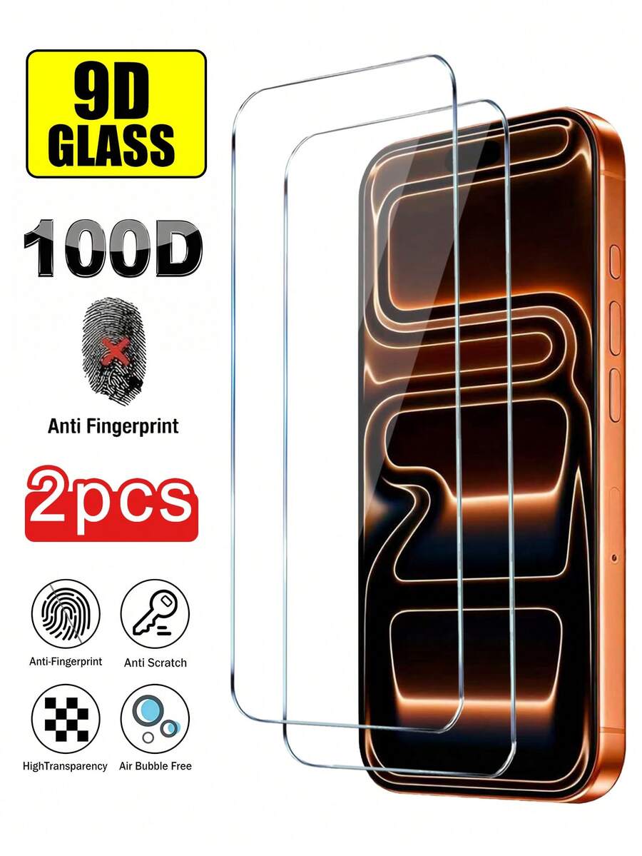 2pcs/Set High Definition Tempered Glass Screen Protector, Compatible With IPhone 17/17Pro/17Pro Max/16/15/14/13/12/11 Pro Max, Also Compatible With IPhone 7/8 Plus/X/XS Max/XR - 9H Hardness, High Definition Anti-Scratch - Clear - View 1