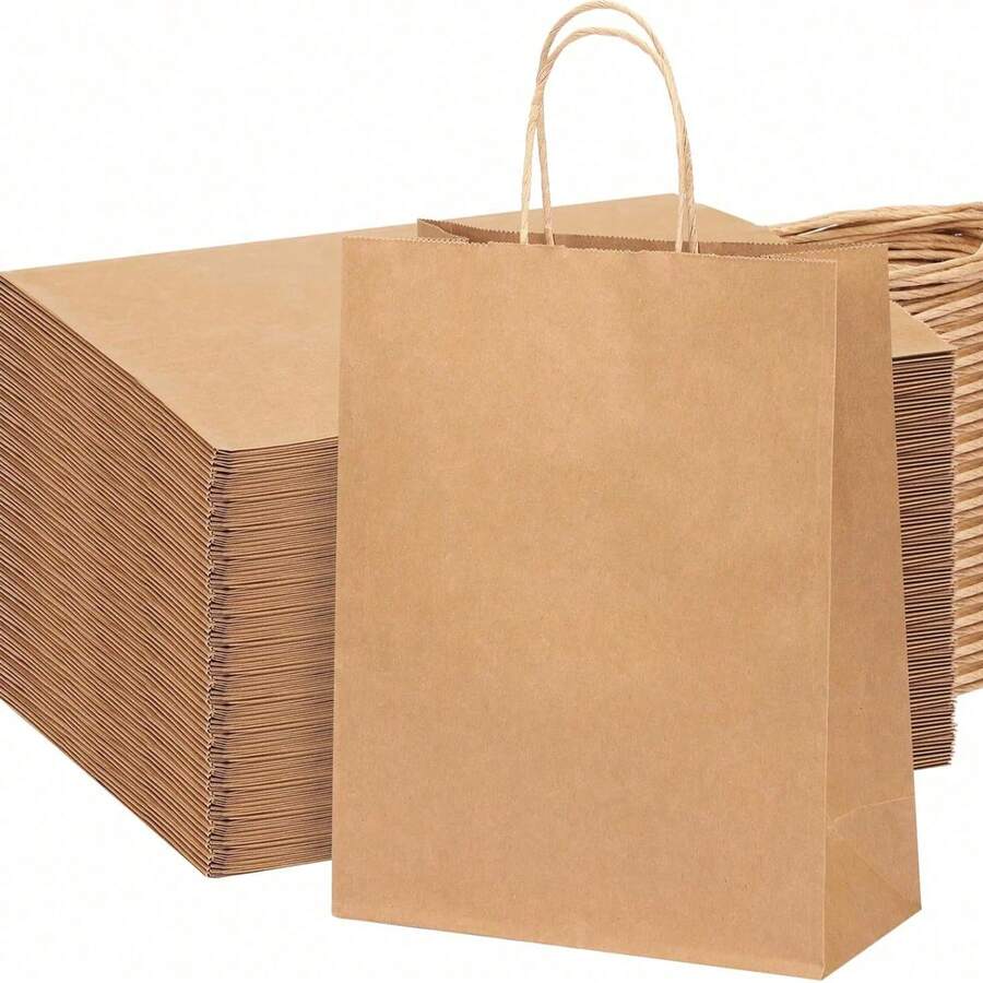 1/10/20/30 Pcs Natural Kraft Paper Bags, Durable, Suitable For Baking, Milk Tea, Coffee, Gifts, Party Favors, Etc. - Multicolor - View 1
