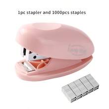 1pc Pure Color Marshmallow Stapler 1000pcs Staples Set, Aesthetic Tiny Portable Stapler, Mini Binder Office Binding Tools School Supplies, For School, Paper Binding - Stapler - View 13