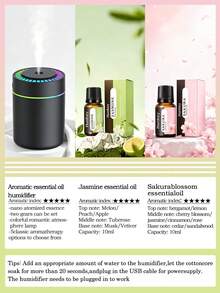 180ml Mini Car Humidifier With Romantic Colorful LED Ambient Night Light, Large Mist Output, Quiet Operation, Auto Timer, 2 Working Modes, Compatible With Essential Oils (6 Fragrance Options), Car And Home Dual-Use Ultrasonic Aromatherapy Diffuser, Compact And Portable, USB Powered, Suitable For Car, Office, Bedroom, Living Room, Study, Bathroom - A - View 18