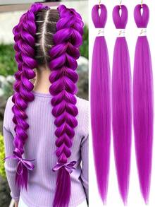 Beyond Beauty 24-Inch Purple Braided Hair Extensions, Pre-Stretched Synthetic Braiding Hair For Braiding, 1/3 Pack Purple Hair Bundles Suitable For Stage, Party, Halloween Costume, Cosplay - Multicolor - View 15