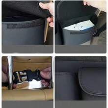Black Leather Car Seat Back & Trunk Organizer - Multi-Pocket Design, Waterproof Surface, Durable, Heavy Duty, Easy To Clean, Suitable For SUV, Sedan And Hatchback, Can Hang And Store Miscellaneous Items - 1783 Leather Trunk Organizer - View 7