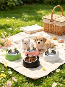 1 buah Mangkuk Kucing Stainless Steel PETSIN (100ml) dengan Bingkai Telinga Lucu - Mangkuk Makan dan Dispenser Air 2-in-1 yang Miring, Melindungi Leher, Cocok untuk Pemilik Hewan Peliharaan dan Pecinta Hewan Peliharaan, Cocok untuk Kucing, Anjing, dan Hewan Peliharaan Kecil, Hadiah Praktis - 100 ml - View 3