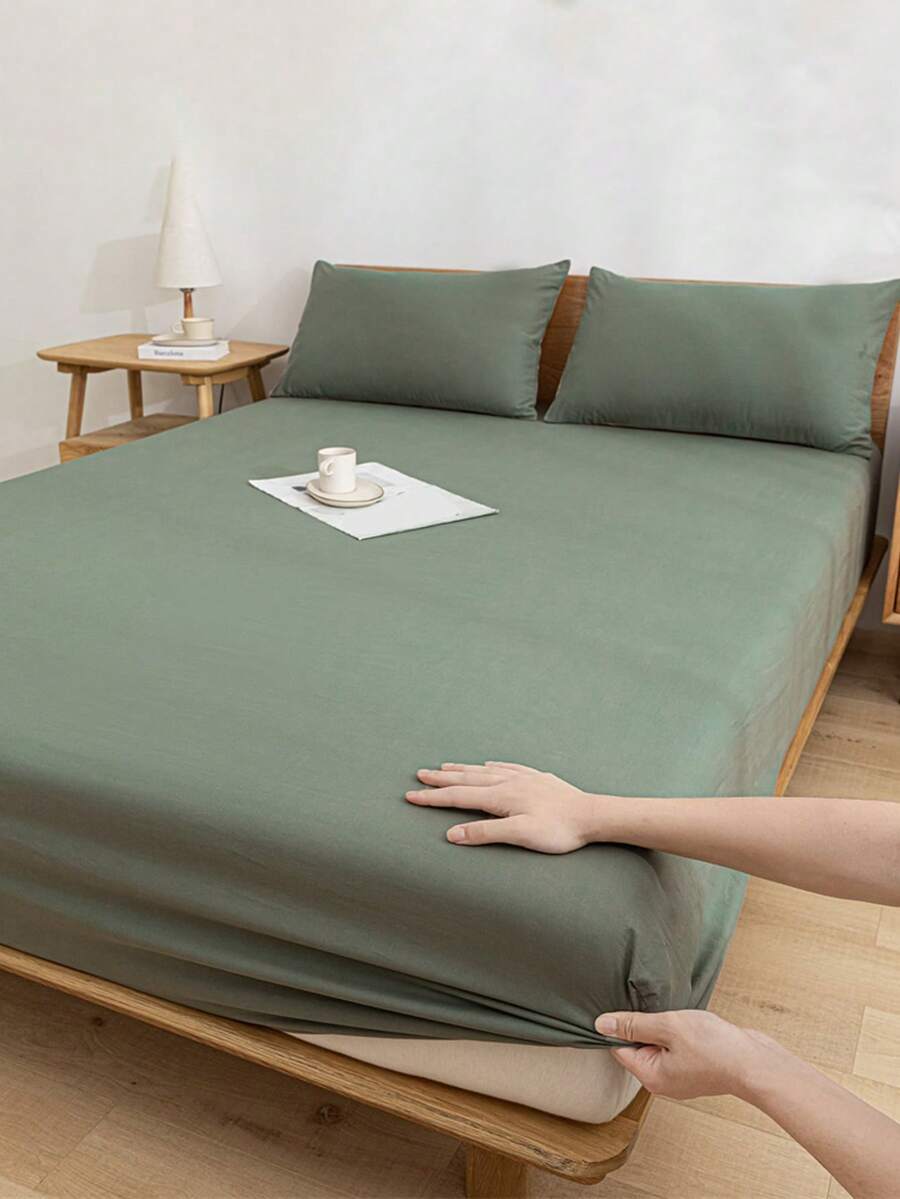 3 piezas Juego de ropa de cama suave y acogedor con textura cepillada en color verde oliva NOBR - Celeste - Ver 1