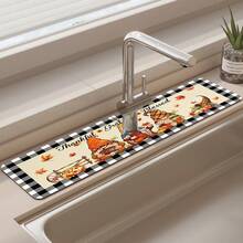1pc Thanksgiving Gnome Pattern, Non-Slip Faucet Drain Mat, Suitable For Kitchen, Bathroom Sink, Countertop, Drain Mat, Diatomaceous Earth Basin, Cuttable Quick-Dry Mat - Multicolor - View 5