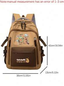 3pcs Cute Capybara Themed Backpack Set, Includes Tote Bag And Pencil Case, Durable Nylon Material, Multi-Pocket Design, Tablet Compartment, Suitable For Daily Commute And School - Multicolor - View 9