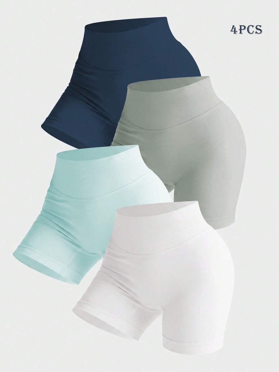 4-Pack Multi-Color Assorted Tight Fitness Training Shorts Sports Summer - Multicolor - View 1