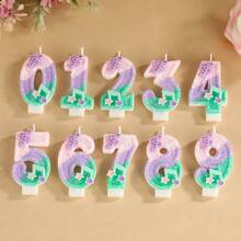 Music Symbol Pink, Green And Purple Multicolor Shiny Sequin, Musical Note Shaped Number Candles, Anniversary Candles, Souvenirs, Birthday, Holiday, Halloween, Party, Party Favors, Games, Party Candle Decorations And Supplies - Multicolor - View 1