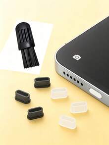100/50/21 buah Penutup Debu Silikon Tipe-C yang Dapat Diatur dengan Sikat Pembersih, Anti Debu, Anti Serat, Pelindung Antarmuka Tahan Air, Cocok untuk Ponsel, Laptop, dan Perangkat Elektronik, Ideal untuk Penggunaan Sehari-hari, Perjalanan, dan Perlindungan Produk Elektronik Saat Liburan - A - View 2