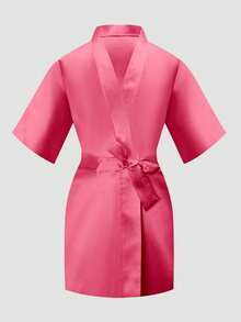Young Girl Solid Color Waist Tie Casual Daily Home Sleepwear - Multicolor - View 8