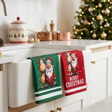 2/4/48pcs Christmas Pattern Kitchen Dish Cloths, Absorbent Cleaning Dish Towels, Restaurant Home Daily Cleaning Towels, Multi-Purpose High Absorbency Kitchen Cleaning Towels - Multicolor - View 3