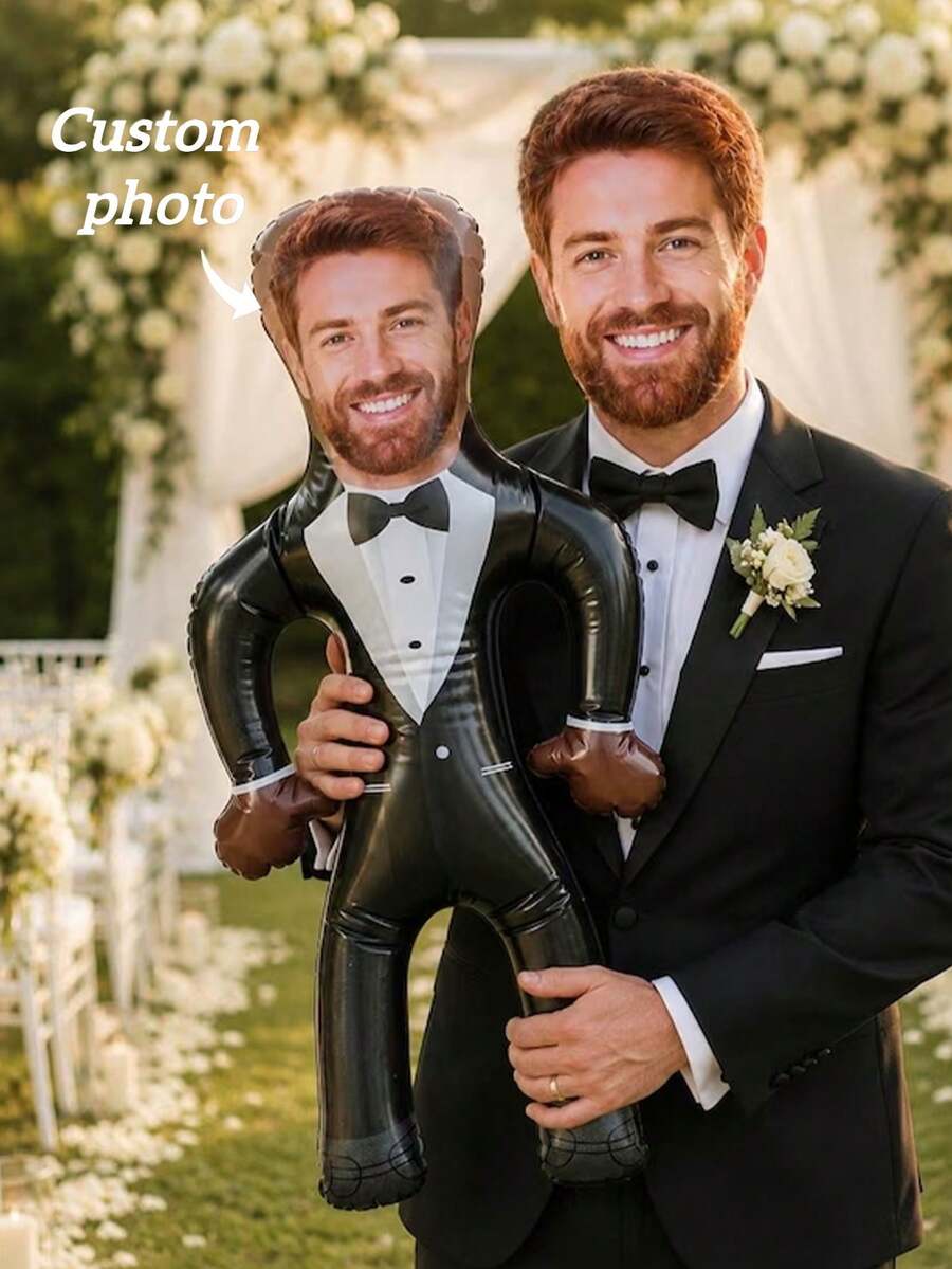 Custom Party Prank Props, Fun Bachelor/Bachelorette Party Props, Inflatable Pillow, Bride Party Prank Gifts, Groom Face Doll - Multicolor - View 1