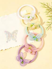 5PCS Colorful Butterfly Baby Headbands, Breathable Comfortable Flower Headbands, Hair Accessories For Girls - Multicolor - View 2